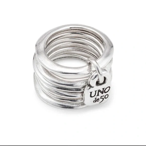 UNO de 50 PRISONER Stackable Silver Ring Set. Size 7 1/2 - Picture 5 of 12